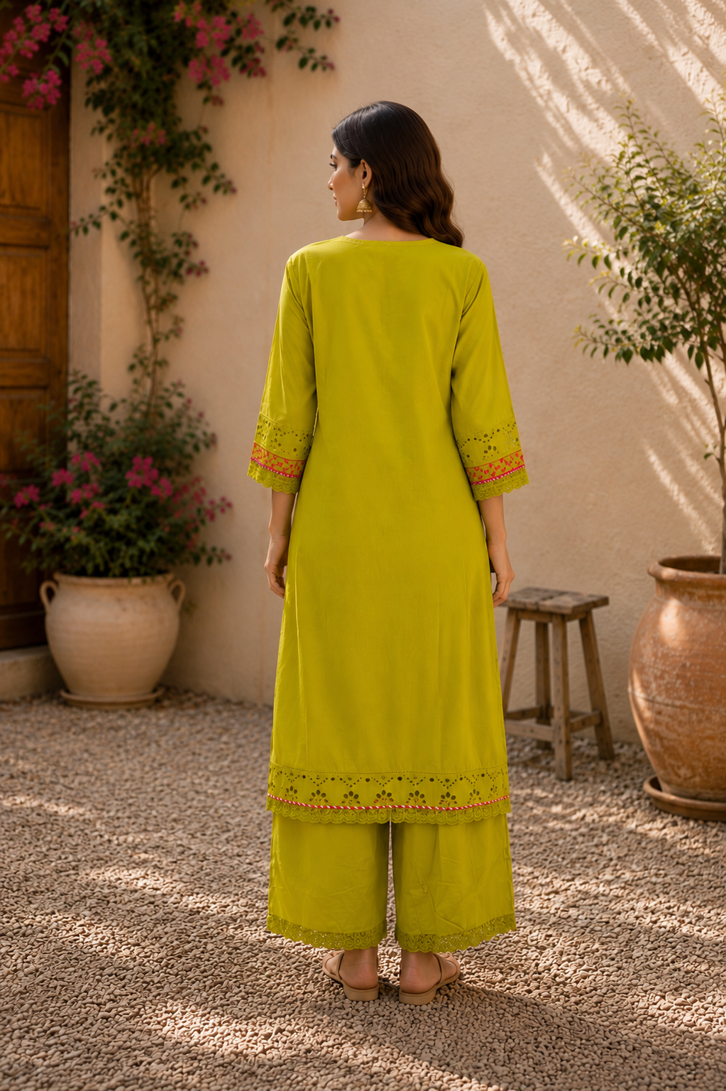 Lime Bloom Kurta Set