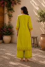 Lime Bloom Kurta Set