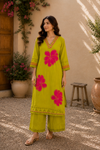 Lime Bloom Kurta Set